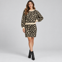 Ensemble de pulls en tricot d'hiver pour femmes, col rond, coupe régulière, anti-boulochage, imprimé léopard, pull décontracté, mode