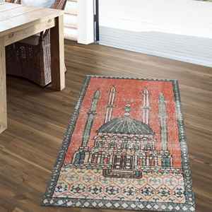 Tapis imprimé au design vintage - Islamique, Prière, Personnalisé, Cadeau de pendaison de crémaillère, Tapis doux non tissé - Product Image 4