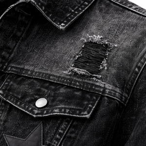 Chaqueta vaquera vintage para hombre, chaqueta vaquera vintage lavada, chaqueta vaquera clásica de algodón con botones, estilo streetwear, OEM personalizado - Product Image 4