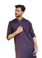 Setelan Salwar Kameez Tradisional Pria dari Katun Tenun untuk Pesta Pakaian Perayaan Desain Modern Bebas Kerut Semua Musim