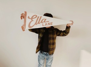 Personalizado Vintage lienzo campamento banderín bandera Boho bordado a mano nombre Banner personalizado al aire libre pared arte decoración niños pared algodón - Product Image 5