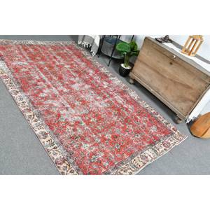 Alfombra turca Vintage de 5,2x8,6 pies, diseño de retazos rojos, látex de lana, nueva área grande, pasillo rectangular para habitación, alfombra para mesita de noche - Product Image 4