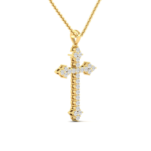 Newly Designed Men's 0.91Ct Moissanite Vintage Rose Yellow <b>White</b> <b>Gold</b> Plated <b>Cross</b> Pendant Claw Setting-Fashionable 925 Sterling - Product Image 2