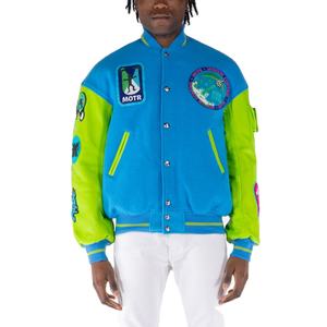 Veste universitaire brodée à la mode pour hommes blouson casual coupe ajustée blousons de baseball veste universitaire en laine bleue Letterman pour hommes - Product Image 1