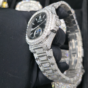 นาฬิกาข้อมืออัตโนมัติสุดหรูสำหรับผู้ชาย Ritzin สไตล์ฮิปฮอป ประดับเพชรทรงกลมบนตัวเรือนชุบทองคำขาว ของขวัญวันครบรอบ - Product Image 4