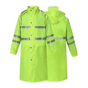 Veste de pluie en PVC vert pour adultes, logo personnalisé, longue, respirante, réfléchissante, imperméable, de sécurité, coupe-vent, durable - Product Image 2