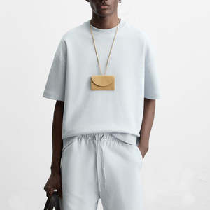 Custom Logo Wholesale 220gsm High Quality 100% Cotton Regular Fit Eco Friendly Breathable Solid Street Style Drop <b>T</b> <b>Shirt</b> Men - Product Image 4