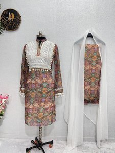 Nuevo diseñador Party Wear Top de satén con impresión digital Dupatta - Product Image 6