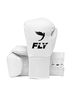 Manufacture Latest Model White Fly Boxing Gloves 100% Genuine Cowhide Leather Fly Boxing Glove Comfortable Fly Kickboxing Gloves - Product Image 1