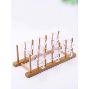 Soporte de vidrio redondo de calidad superior Diseño moderno 8 agujeros Estante de organización de madera de bambú de gran tamaño Ideal para almacenamiento con estilo - Product Image 6