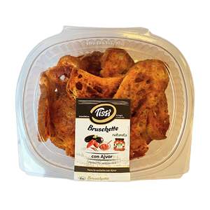 Tissi 130g X6 Pz Bruschetta Ajvar avec poivron rouge grillé et aubergine, saveur végétale, farine de blé, texture croustillante - Product Image 1