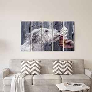 Toile imprimée : Chien mangeant de la crème glacée, Art canin adorable, LOT DE 5 TOILES - Product Image 1