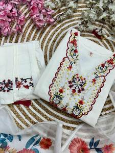 This Top Made From Attractive Gorgeous Embroidery Pure Chanderi Silk Fabric Stylish 1 Color Knee Length <b>Kurti</b>& Pent With Dupatta - Product Image 4