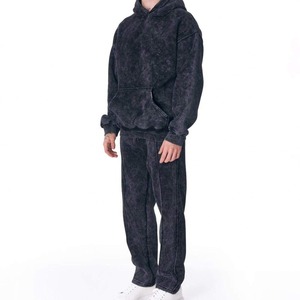 Chándal de algodón 100% personalizado, con capucha, transpirable, ecológico, de invierno, informal, para hombre, de alto gramaje, con lavado ácido, el más vendido - Product Image 3