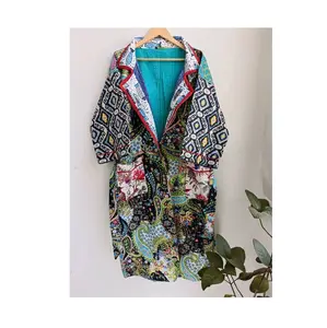 Edredón hecho a mano Kimono chaqueta bata calidad estándar doble capa de algodón puntada hasta el suelo cintura Natural exportación en todo el mundo - Product Image 1