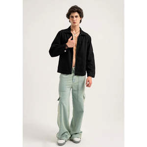 Chaqueta Vaquera Casual de Invierno y Otoño para Hombre 2025, Fabricante de Fábrica, Chaqueta Vaquera Impermeable con Cuello de Piel y Algodón - Product Image 1