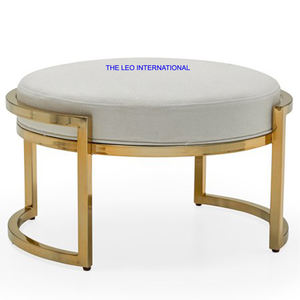 Metal Stainless Steel Fabric Dubai Style Ottoman <b>Stool</b> Black Color High Quality Home <b>Office</b> Furniture Decoration - Product Image 3