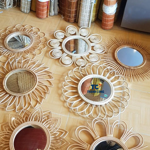 Miroir en rotin en gros, miroir de pleine longueur, forme ronde, décoration murale en osier naturel, nouvelle arrivée, beau design - Product Image 6