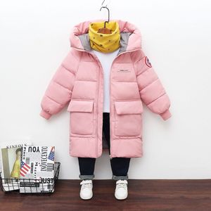 2023 Hot Sales Plain Color Children Boys Girls Cotton-padded with Hoodies Thicken Warm Long <b>Kids</b> Winter Jacket - Product Image 2