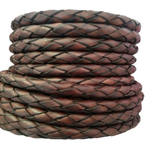 Pulsera y collar de cuero tejido con cordón de piel de vaca trenzada hecha a mano de alta calidad para la fabricación de joyas de la India-Venta al por mayor - Product Image 1