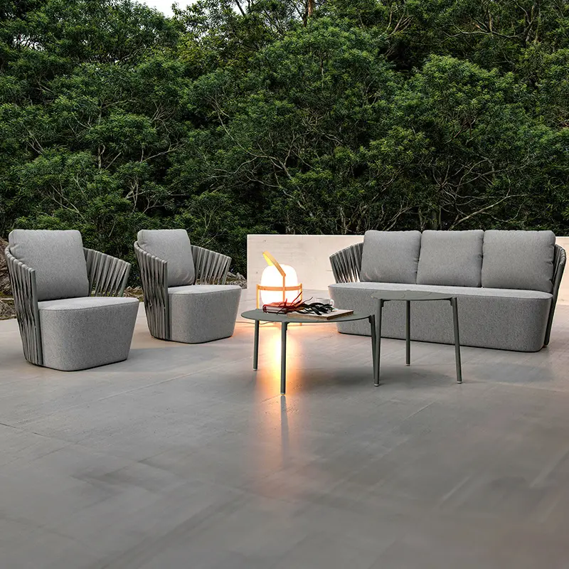 Meubles de loisirs en osier et meubles de jardin en rotin Ensemble de canapés d'extérieur en aluminium pour patio