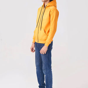 Sweat-shirt à capuche zippé pour homme, personnalisé, décontracté, respirant, 100 % coton tricoté, couleur unie, écologique, séchage rapide, vente en gros - Product Image 5