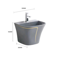 Toilette une pièce moderne en céramique Toilette de salle de bain 3 pièces et évier sur pied Ensemble complet de toilette carré gris mat