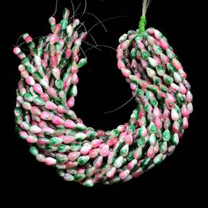 Kamal Gems 15-Inch Pink-Green Drop-Shaped Onyx <b>Beads</b> <b>Crystal</b> Lampwork & Glass <b>Beads</b> - Product Image 1