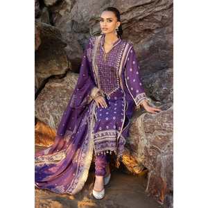 Conjunto de Traje de 3 Piezas para Mujer, Bordado, Sin Costuras, Color Morado - Product Image 1