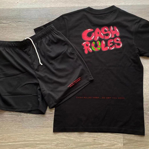 Venta en línea Unisex Quick Dry Hoodie Shorts Sets Custom Transpirable Impreso Patrón sólido Hombres última moda Top para el verano - Product Image 1