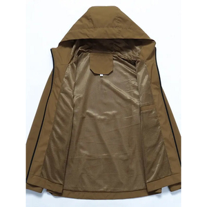 Veste coupe-vent en toile pour homme en gros, couleur personnalisée, style streetwear, anti-UV, imperméable, fermeture éclair en polaire - Product Image 2