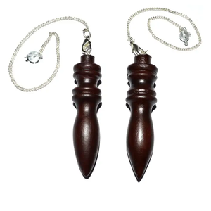 Mejor calidad precio de fábrica barato curación de piedras preciosas a granel péndulo de radiestesia de madera con cadena de cristal - Product Image 1
