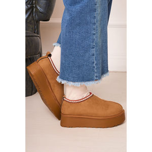Botines Mini Color Bronceado con Forro de Piel y Suela Gruesa, Categoría de Producto: Botines y Zapatos de Tobillo - Product Image 5