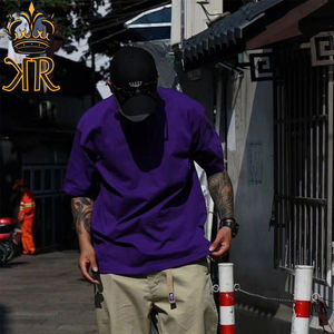 T-shirts pour hommes à manches courtes, col rond ample, chemises de base, tendance décontractée, couleur unie, hauts à enfiler, vêtements pour hommes - Product Image 2