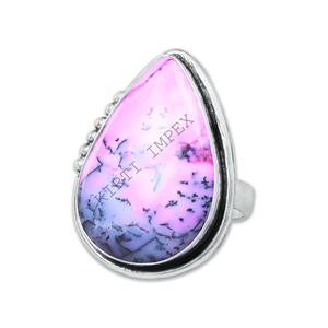 Gema de Ópalo Dendrítico Rosa Genuino en Plata de Ley 925 de la Mejor Calidad, Engaste de Bisel, Diseño Único Hecho a Mano, para Bodas y Fiestas - Product Image 2