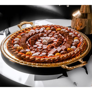 Plateau de service à chocolat rond au design élégant Plateau à chocolat en métal plaqué or de meilleure qualité pour les occasions spéciales et tous les événements - Product Image 4