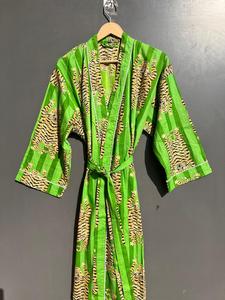 Indio hecho a mano 100% algodón Kimono vestido Floral Bikini Wrap para mujeres Casual ropa de dormir para otoño primavera invierno playa verano - Product Image 2