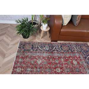 Vintage 8.8x5.4 ft Rug, Turkish Rug, <b>Red</b> Floral Rug <b>Wool</b> - Product Image 3