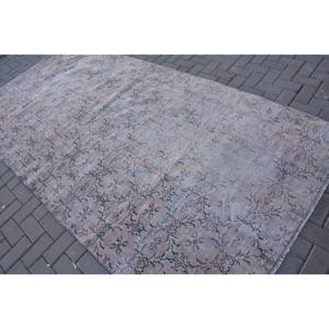 Tapis turc vintage 5x10ft Beige gris grande surface en laine Patchwork Rectangle Design abstrait support en latex pour tapis de chambre de couloir - Product Image 4