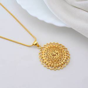 Colgante de Mandala Om de latón religioso hecho a mano para mujer, joyería espiritual chapada en oro, joyería de Festival al por mayor - Product Image 5