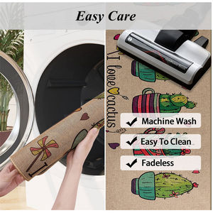 Ensemble de tapis de cuisine en tissu de lin de couleur personnalisée, base en caoutchouc robuste, antidérapant, absorbant l'eau, motif original, lavable - Product Image 3