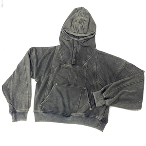 Venta al por mayor Drop Shoulder Color sólido Suéter con capucha en blanco Lavado ácido Hombres Impresión personalizada Cara completa Zip Up Sudaderas con capucha con agujeros para los ojos - Product Image 1
