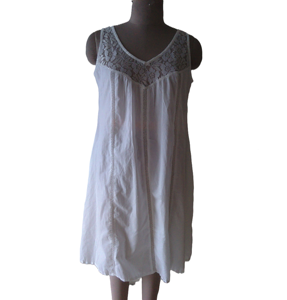 100% coton Chifley dames robe élégante et modeste blanc genou-longueur avec anti-rides usure quotidienne blanc coton doublé robe - Product Image 2