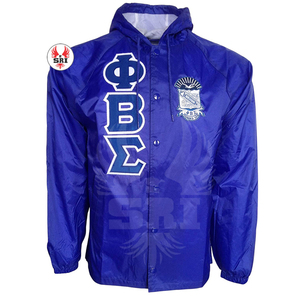 Phi Beta Sigma Fraternity Embroidery Men <b>Nylon</b> Coaches Jacket | Fraternity Embroidered Boys Custom Made Line Coaches Jacket - Product Image 6