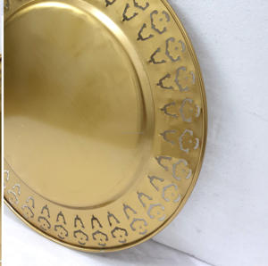 ให้บริการถาดอาหารของบ้านการใช้งานโลหะถาดเสิร์ฟอาหารของงานแต่งงานการใช้งานเครื่องครัวรอบถาดเสิร์ฟอาหาร - Product Image 4