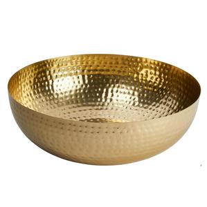 Article de cadeau en laiton de 14 pouces Fournisseur en vrac de bol décoratif rond en métal martelé technique polie finie en or - Product Image 1