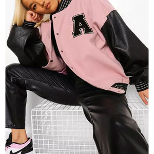 Chaqueta transpirable de béisbol con logotipo personalizado al por mayor, chaqueta de talla grande de Color personalizado, chaqueta universitaria para mujer de alta calidad, novedad de 2025 - Product Image 6