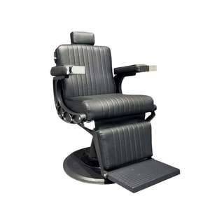 PRECIO DE FÁBRICA NUEVO Sillón de Barbería Hidráulico Moderno de Acero Inoxidable con Reposapiés de Cuero y Altura Ajustable - Product Image 1