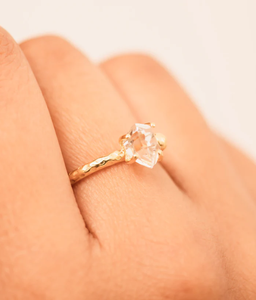 Anillo de ajuste de bisel de piedras preciosas Herkimer de moda Unisex Chapado en plata de ley 925 elegante boda compromiso fiesta aniversario - Product Image 3