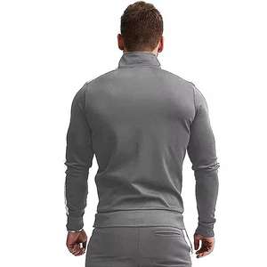 2025 nouveau logo personnalisé OEM à manches longues pour hommes Jogging formation costume plaine pleine fermeture éclair Fitness course Pure fermeture éclair vêtements de sport pour hommes - Product Image 2